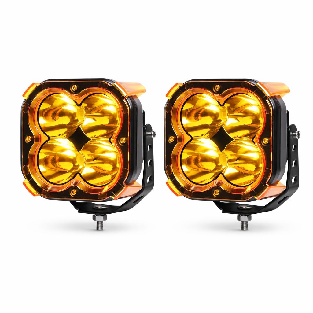 5” Square Spot Lights with Amber Covers