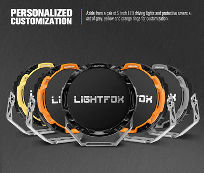 Lightfox Osram 9inch LED Driving Lights Spotlights + 20inch Dual Row LED Light Bar with Wiring Kit