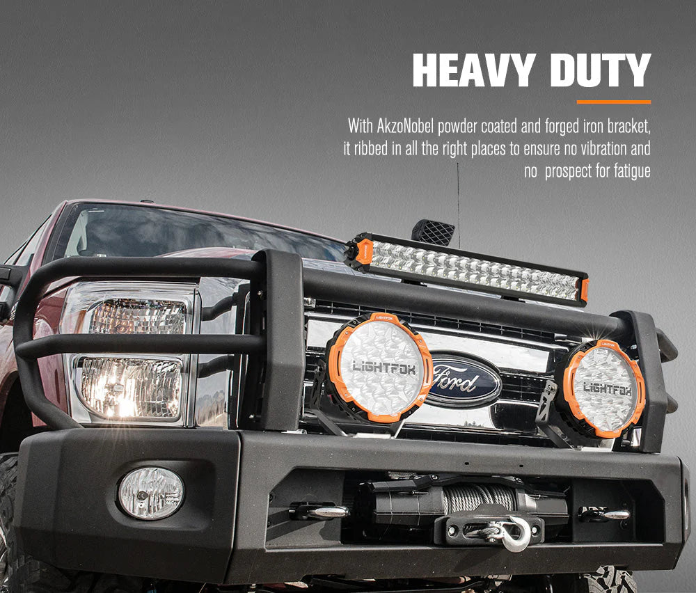 Lightfox Osram 9inch LED Driving Lights Spotlights + 20inch Dual Row LED Light Bar with Wiring Kit