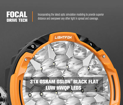 Lightfox Osram 9inch LED Driving Lights + 28inch Single Row LED Light Bar with Wiring Kit