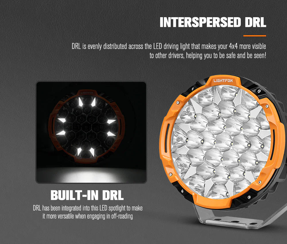 Lightfox Osram 9inch LED Driving Lights + 28inch Single Row LED Light Bar with Wiring Kit