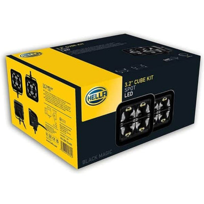 Hella LED Black Magic 3.2" Cube Kit - (Spot)