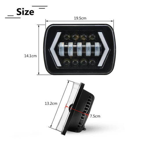 Universal 7inch Dual Function LED Projector Square Headlight Set