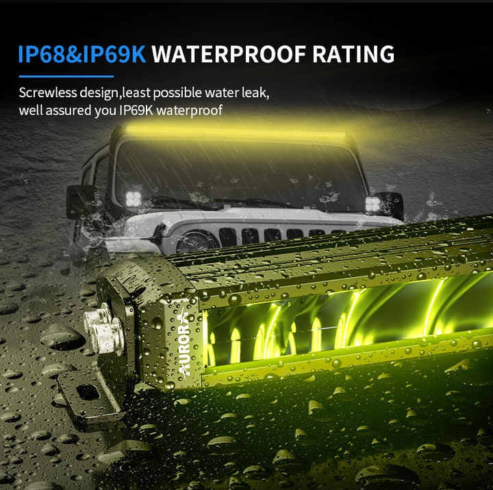 AURORA 10-inch Dual Color Led Light Bar (White and Golden Yellow) + White DRL