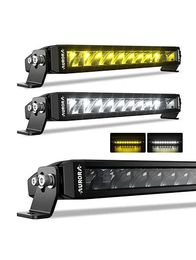AURORA 10-inch Dual Color Led Light Bar (White and Golden Yellow) + White DRL