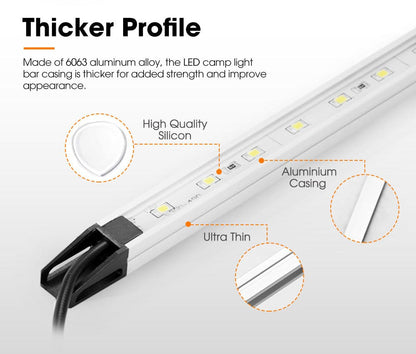 Lightfox 12V LED Camp Dual Colours Light Bar Kits Set of 6